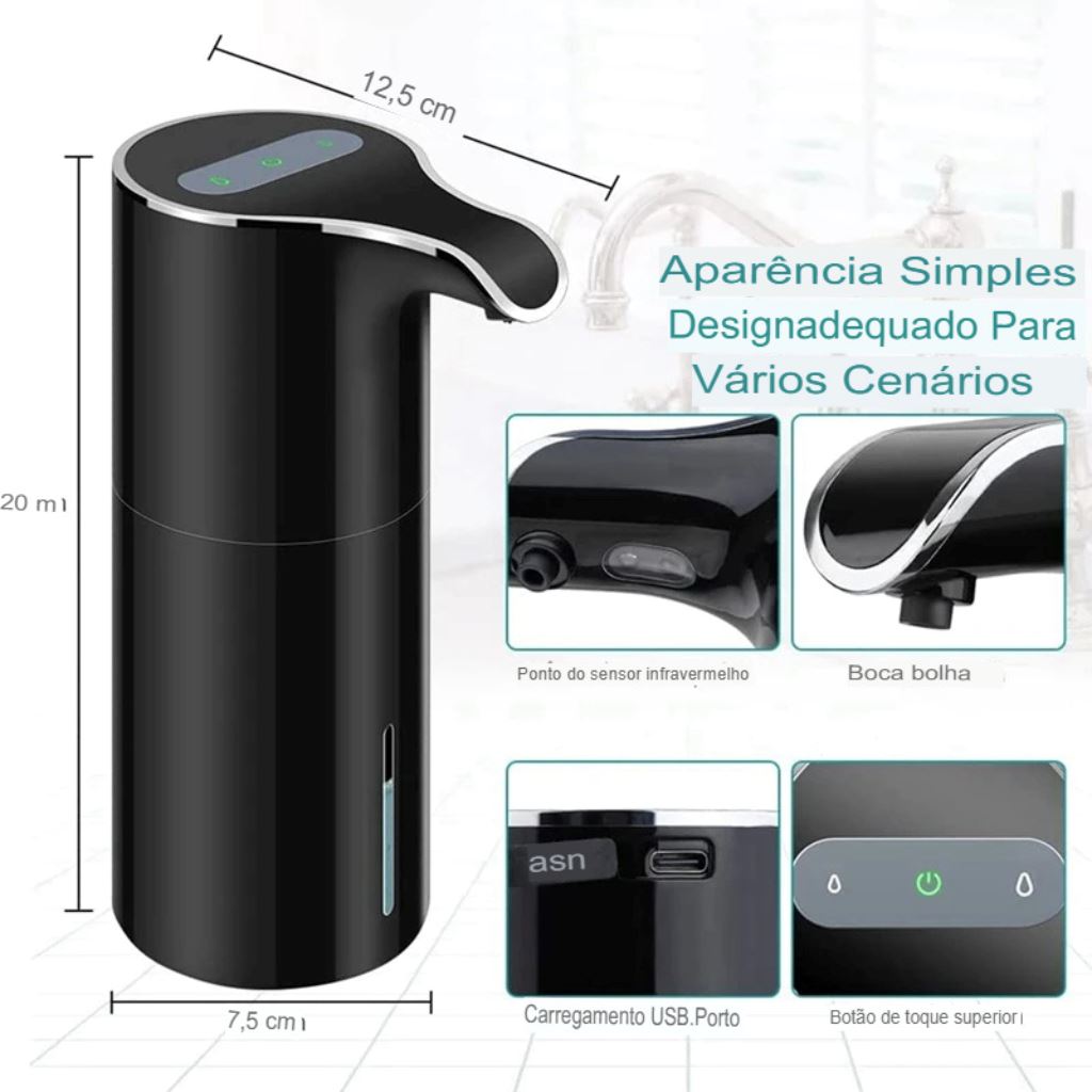 Dispenser De Sabonete Automático Modelo Clean Black Lar Refinado 