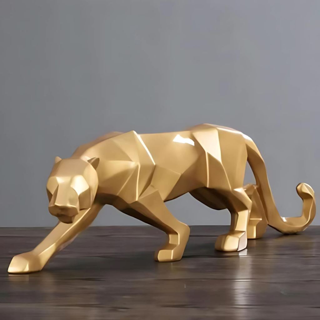 Escultura Modelo Pantera [Decoração - Arte - Esculturas & Estatuetas][Escultura Modelo Pantera] Lar Refinado Dourado Pequeno 